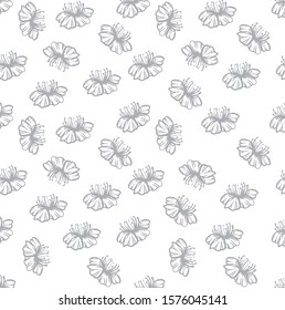 Abstract seamless floral pattern. ornament fabric, wallpaper, packaging. white and grey decorative vector background. 