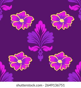 Abstract seamless floral pattern with pink and purple blossoms, perfect for spring and summer decoration