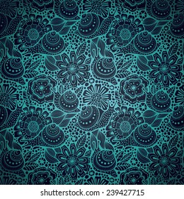 Abstract seamless floral pattern with snails