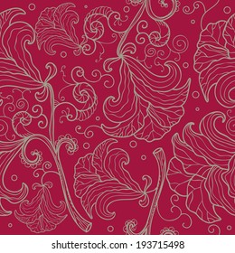 Abstract seamless floral pattern with stylized lilies