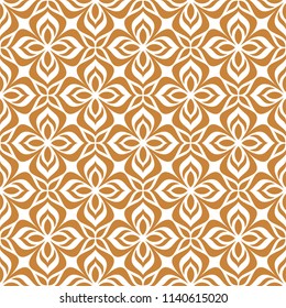 Abstract seamless floral pattern. Vector background. Gold and white ornament. Graphic modern pattern.