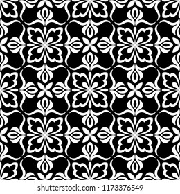 Abstract seamless floral pattern. vector illustration black and white background.