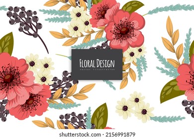 Abstract Seamless Floral Pattern in vector