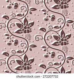 Abstract seamless floral pattern. Vector repeating background with flowers and buds