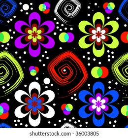 Abstract seamless floral pattern (vector)