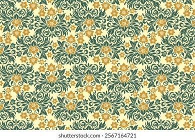 abstract seamless floral pattern with vintage botanical ikat motifs for fabric and wallpaper all over flower blossom textured design with modern traditional flair