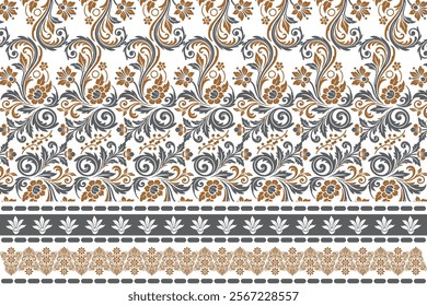 abstract seamless floral pattern with vintage botanical motifs and border design geometric ethnic elements for fabric textiles wallpaper fashion and cushion covers