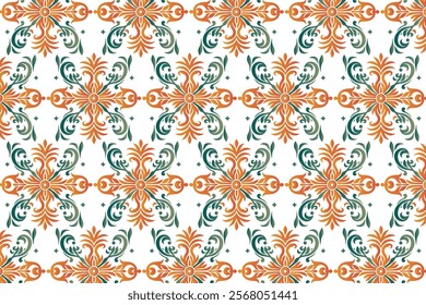 abstract seamless floral pattern with vintage botanical elements and ethnic ikat designs for fabric, wallpaper, textile, and fashion projects