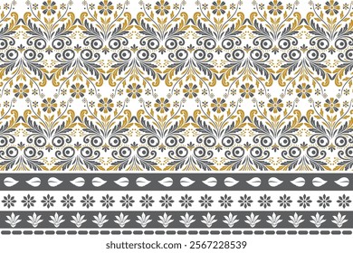 abstract seamless floral pattern with vintage-inspired botanical motifs ethnic geometric details for fabric textile fashion wallpaper and cushion cover designs