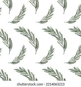 Abstract Seamless floral pattern with watercolor leaves
