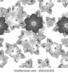 abstract seamless floral pattern For your design. Ornament for wrapping, wallpaper, tiles. Gray and white vector background. Vector illustration