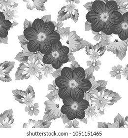 abstract seamless floral pattern For your design. Ornament for wrapping, wallpaper, tiles. Gray and white vector background. Vector illustration