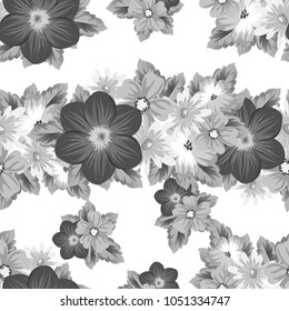 abstract seamless floral pattern For your design. Ornament for wrapping, wallpaper, tiles. Gray and white vector background. Vector illustration