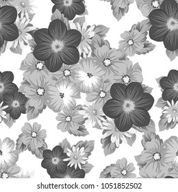 abstract seamless floral pattern For your design. Ornament for wrapping, wallpaper, tiles. Gray and white vector background. Vector illustration