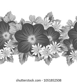 abstract seamless floral pattern For your design. Ornament for wrapping, wallpaper, tiles. Gray and white vector background. Vector illustration
