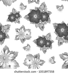 abstract seamless floral pattern For your design. Ornament for wrapping, wallpaper, tiles. Gray and white vector background. Vector illustration