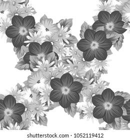 abstract seamless floral pattern For your design. Ornament for wrapping, wallpaper, tiles. Gray and white vector background. Vector illustration
