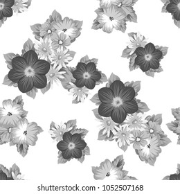 abstract seamless floral pattern For your design. Ornament for wrapping, wallpaper, tiles. Gray and white vector background. Vector illustration