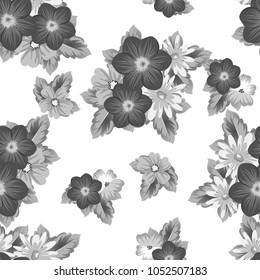 abstract seamless floral pattern For your design. Ornament for wrapping, wallpaper, tiles. Gray and white vector background. Vector illustration