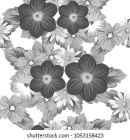 abstract seamless floral pattern For your design. Ornament for wrapping, wallpaper, tiles. Gray and white vector background. Vector illustration