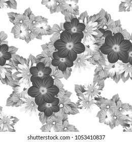abstract seamless floral pattern For your design. Ornament for wrapping, wallpaper, tiles. Gray and white vector background. Vector illustration