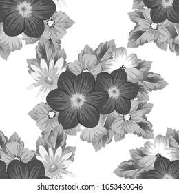 abstract seamless floral pattern For your design. Ornament for wrapping, wallpaper, tiles. Gray and white vector background. Vector illustration