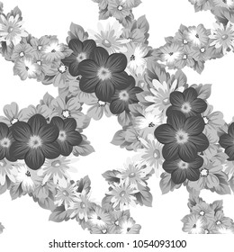 abstract seamless floral pattern For your design. Ornament for wrapping, wallpaper, tiles. Gray and white vector background. Vector illustration