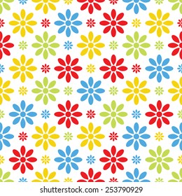Abstract seamless floral pattern.Colorful flowers on a white background