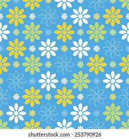 Abstract seamless floral pattern.Flowers on a blue background
