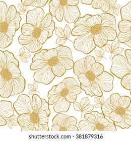 Vector Gold White Mosaic Flowers Seamless Stock Vector (Royalty Free ...