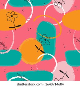 Abstract seamless floral surface pattern on  colorful different shape background vector illustration for wallpaper,gift wrapping,packaging design.
