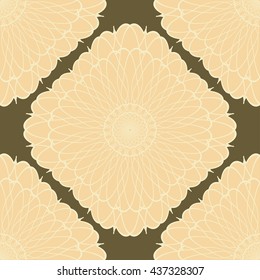 Abstract seamless flower mosaic tile pattern on the green background. Vector illustration eps