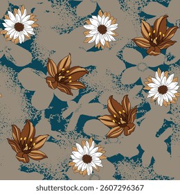 abstract seamless flower on brown background