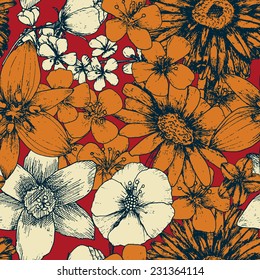 Abstract seamless flower pattern