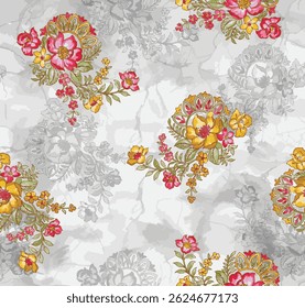 abstrato padrão de flor sem costura com fundo. impressão de allover de flor paisley. 