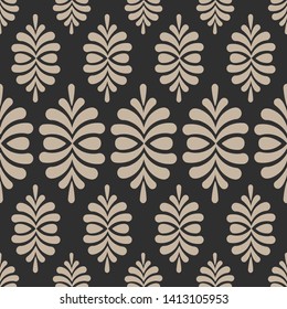 Abstract seamless flower pattern on dark brown background