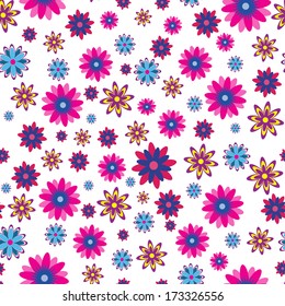Abstract seamless flower pattern on the white background