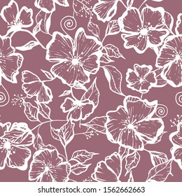 Abstract seamless flower pattern.Abstract linear  flower pattern