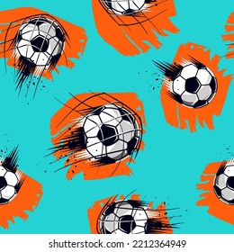 Abstract seamless football pattern. Repeat sorry background. Soccer ball endless ornament.