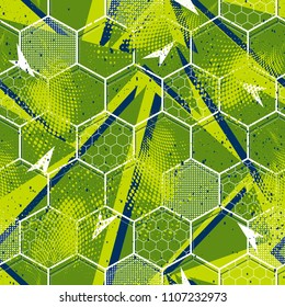 Abstract seamless Football pattern with vertical fading lines, tracks, halftone stripes. Extreme sport style illustration. Trendy Urban colorful backdrop Soccer. Grunge, neon texture pattern.