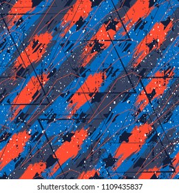 Abstract seamless Football pattern with vertical fading lines, tracks, halftone stripes. Extreme sport style illustration. Trendy Urban colorful backdrop Soccer. Grunge, neon texture pattern.