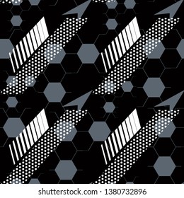 Abstract seamless Football pattern with vertical fading lines, tracks, halftone stripes. Extreme sport style illustration. Trendy Urban colorful backdrop Soccer. Grunge, neon texture pattern.