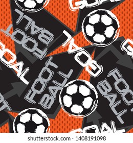 Abstract seamless Football pattern with vertical fading lines, tracks, halftone stripes. Extreme sport style illustration. Trendy Urban colorful backdrop Soccer. Grunge, neon texture pattern.