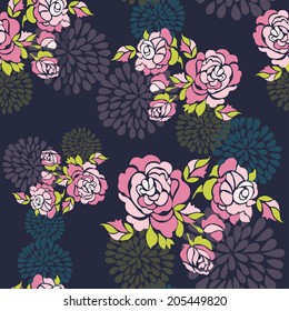 Abstract seamless gentle roses pattern