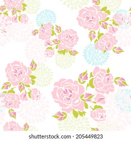 Abstract seamless gentle roses pattern
