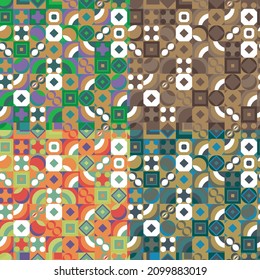 abstract seamless geometric background in 4 color variantes