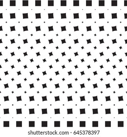 Abstract seamless geometric background from black squares, rhombuses, halftone