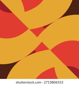 Abstract seamless geometric background with bold curved shapes in warm yellow, red, and brown colors.
