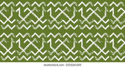 Abstractas fondo geométrico sin fisuras con pinceladas en blanco y verde. Ilustración vectorial de valores minimalista de mediados de siglo.