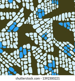 Abstract seamless geometric background with chaotic textures. Irregular blocks pattern. Repeating oval shapes, paving stone mosaic tracery. Designed for textile, fabric, wrapping.